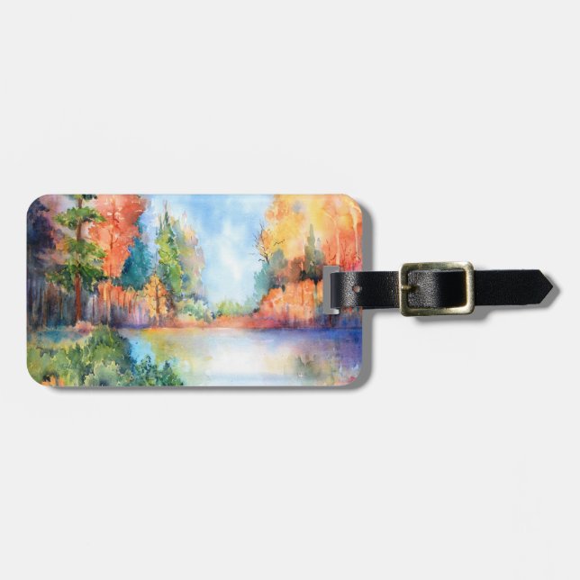 Gepäckträger-Tag am Herbstsee Gepäckanhänger (Vorderseite horizontal)
