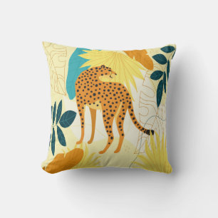 Gepard bunte tropische Blätter Wallpaper Kissen