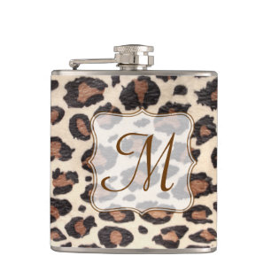 Gepard Flecken Tierprint Monogramm Whiskyflasche Flachmann