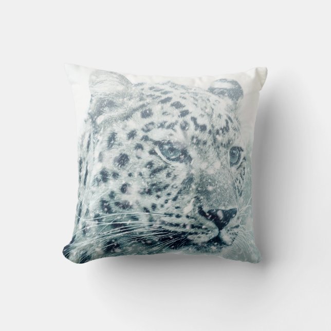 Gepard im Schnee Kunst Kissen (Vorderseite)