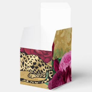 Gepard Leopard Rote Rose Blumen Blumenmuster Geschenkschachtel