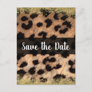 Gepard Leopard Tierdruck Gold Save the Date Ankündigungspostkarte