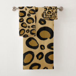 Gepard Leoparden-Druck Flecken Gold Beige Tan Badhandtuch Set
