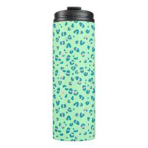 Gepard-Leoparden-Druck in Blau und Pink Thermosbecher