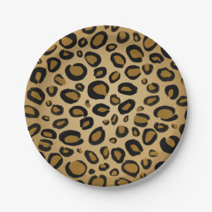 Gepard Leoparden-Druck Punkte Gold Beige Beige-bra Pappteller