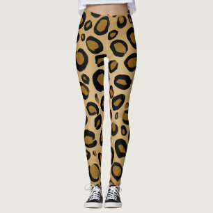 Gepard Leoparden-Druck-Spots Gold Beige Hellbraun Leggings