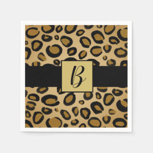 Gepard Leoparden-Druck-Spots Gold Beige Tan Serviette