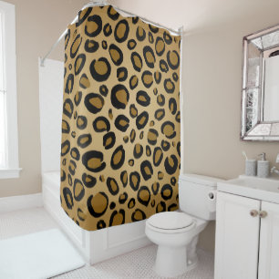 Gepard Leopardenmuster gefärbt Gold Beige Braun Duschvorhang