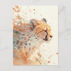 Gepard mit abstraktem goldenem Herbstlaub Postkarte