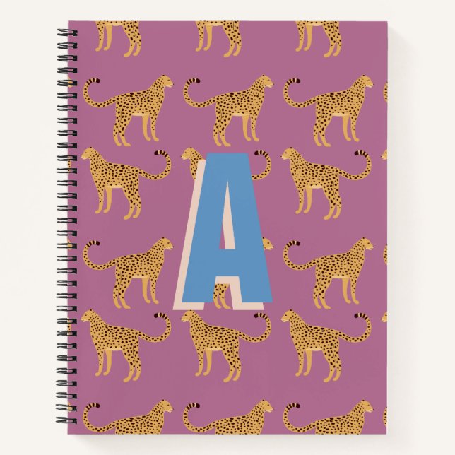 Gepard, mit Monogramm rosa Leopard Notizbuch (Vorderseite)