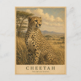 Gepard Ostafrikanische Savanne VINTAGE Postkarte