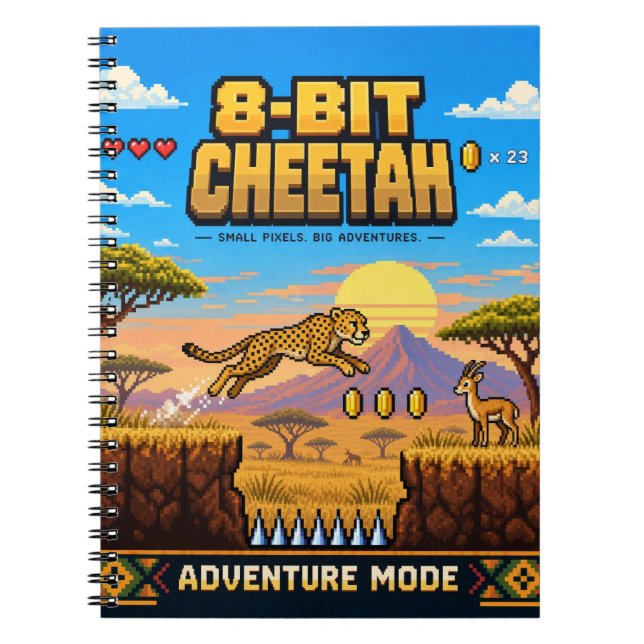 Gepard, Retro 8-Bit Pixelkunst Notizblock (Vorderseite)