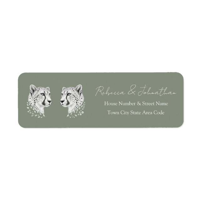 Gepard Sage Eleganter Wildtier-Stil Rücksendeadres (Vorne)