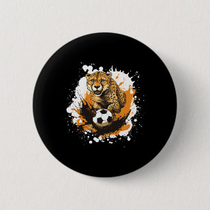 Gepard spielt Fußball lustiges Tier Button