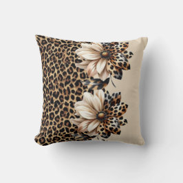 Gepard-Tierdruck & Blumen Laptop-Aufkleber Kissen