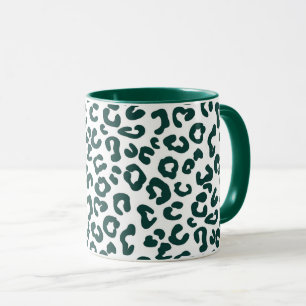 Gepard-Tierdruck in Kieferngrün und Weiß Tasse