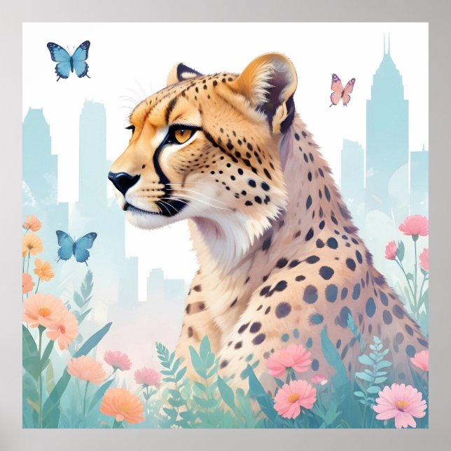 Gepard Vintage Tierschutzgestaltung Poster (Vorne)
