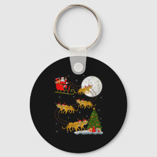 Gepard Weihnachtsmann Schlitten Fliegender Lustige Schlüsselanhänger
