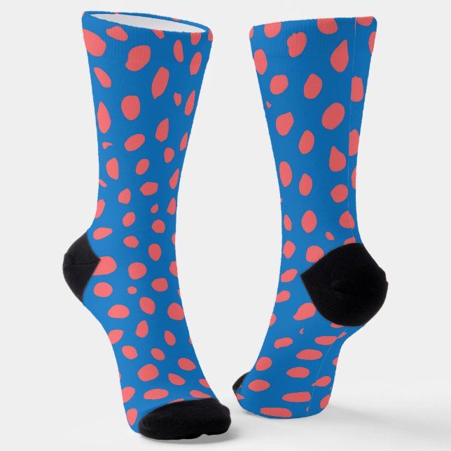 Geparden Coral Blue Socken (Gewinkelt)