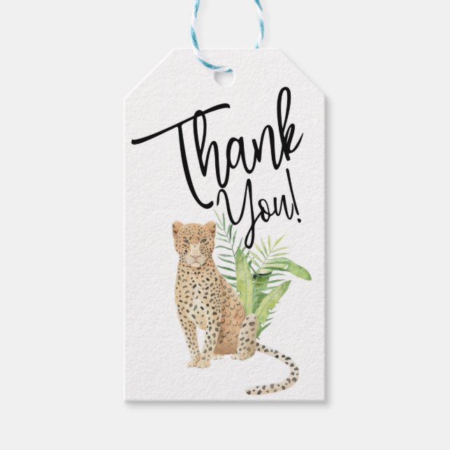Geparden, Leopard, Dschungel, Jungtiere Papier Pla Geschenkanhänger (Vorderseite)