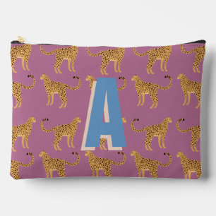 Geparden, Leopardenrosa mit Monogramm Zubehörtasche
