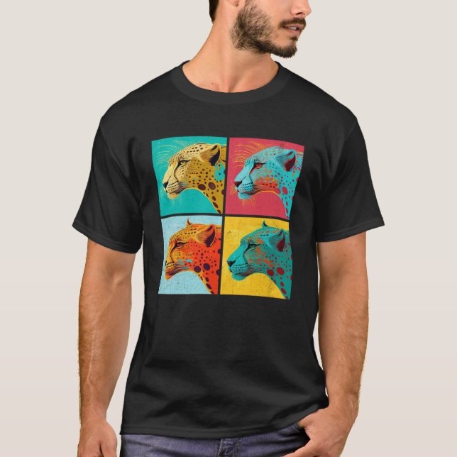Geparden Pop Illustration Farbige Tierfrauen 1 T-Shirt (Vorderseite)