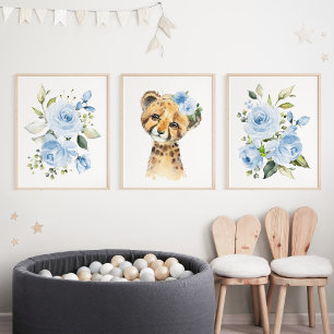 Geparden, Safari, Dschungel, Blüten, Junge Kinderz Bilderwand Sets