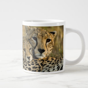 Gepardenjunges kuschelt mit seiner Mutter Jumbo-Tasse