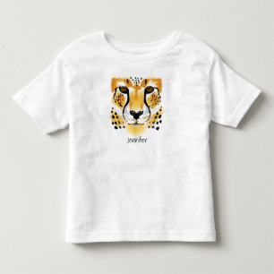 Gepardhauptnahaufnahmeillustrations-Namenkleinkind Kleinkind T-shirt