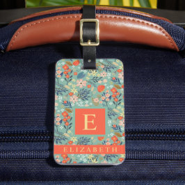 Gepasste grüne Blütenblau-Rosa Orange-Blume Gepäckanhänger