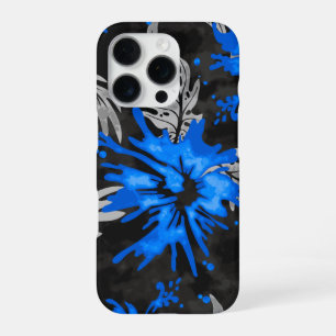 Gepinselter Hibiskus Hawaiian Floral Royalblau iPhone 16 Pro Hülle