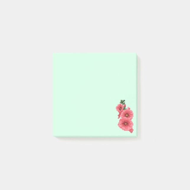 Gepixelte rosa Stockholunderblüte Post-it Klebezettel (Vorderseite)