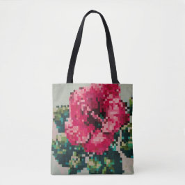 Gepixelter Hibiskus mit Minz-Hintergrund Tasche