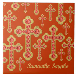 Geplante Kreuze mit 12 Imitat Garnets - Fliese