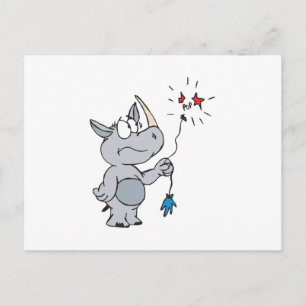 geplatzter Ballon trauriges Nashorn Postkarte
