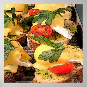 Gepochene Eier mit Avocado auf Toast Poster