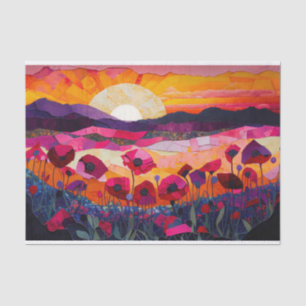 Gepolsterte rosa Mohn-Sonnenaufgang, lebendige Boh Seidenpapier