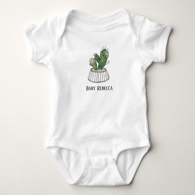 Gepottete sukkulente Haushaltspflanze Custom Baby  Baby Strampler (Vorderseite)