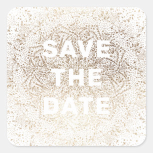 Geprägt Formal Eleganter Schnee White Gold Foil Quadratischer Aufkleber