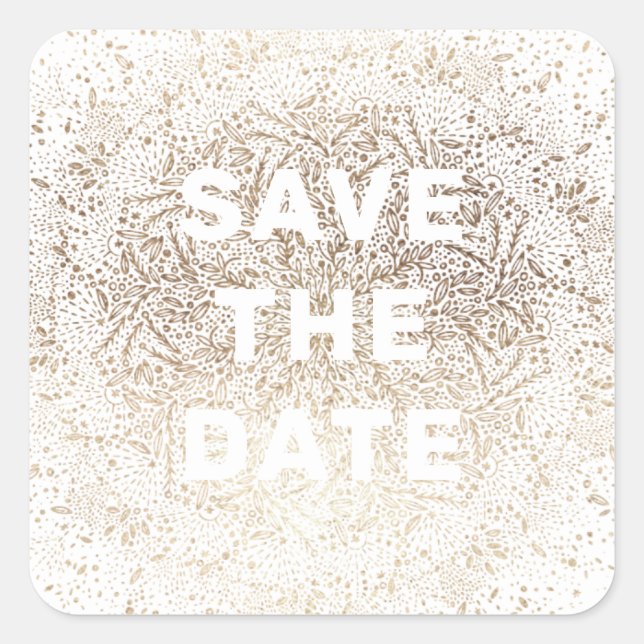 Geprägt | Formal Eleganter Schnee White Gold Foil Quadratischer Aufkleber (Vorderseite)