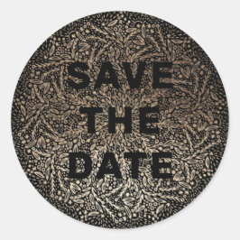 Geprägt | Formal Eleganter Winter Black Gold Foil Runder Aufkleber