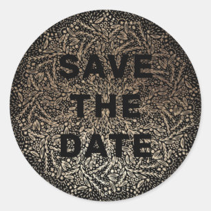 Geprägt   Formal Eleganter Winter Black Gold Foil Runder Aufkleber