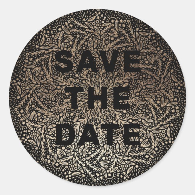 Geprägt | Formal Eleganter Winter Black Gold Foil Runder Aufkleber (Vorderseite)