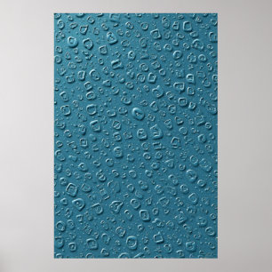 Geprägte digitale Tröpfchen auf blauer Oberfläche Poster
