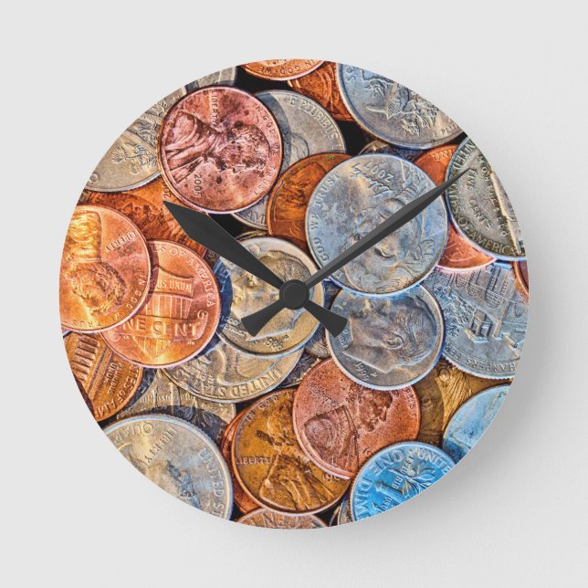 geprägte Währung Runde Wanduhr (Vorderseite)