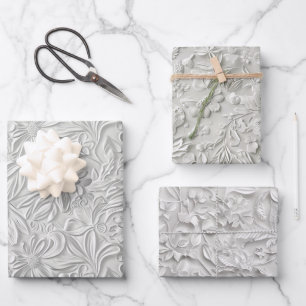 Geprägte Weißtöne Geschenkpapier Set
