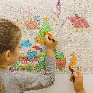Geprägtes Weihnachtsdorf mit Santa-Train-Craft Geschenkpapier