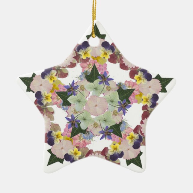Gepresste Blumen-eingeschlossene Verzierung Keramik Ornament (Vorne)