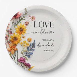 Gepresste Blumen Wildblumen Boho Brautparty Pappteller