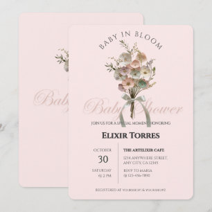 Gepresste Wildblumen-Baby-Blüten-Boho-Baby-Party Einladung